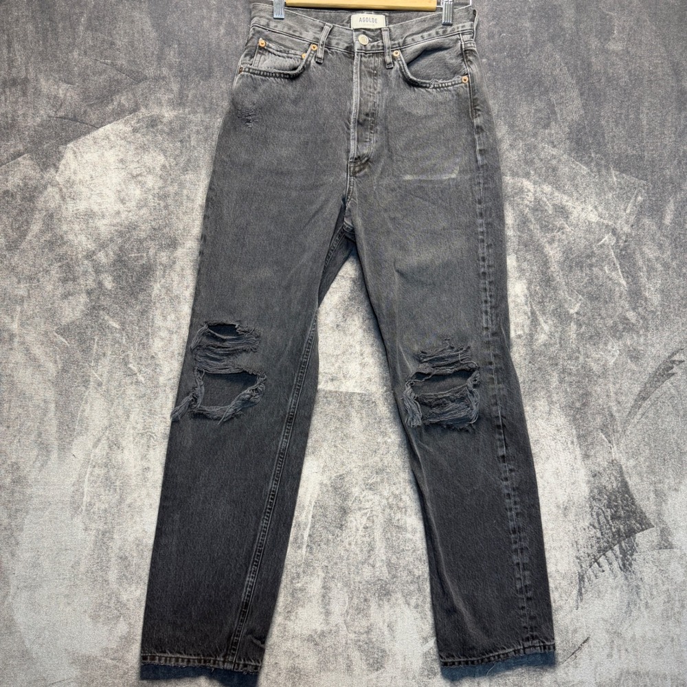 AGOLDE Jeans Womens 23 Gray Organic Cotton 90s Pinch Waist High Rise Distressed
